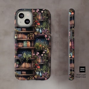 Book Shelves iPhone Garden Winter Whimsical Dark Academia iPhone Tough Case 15 14 13 12 11 Pro Max Plus Mini| Glossy or Matte