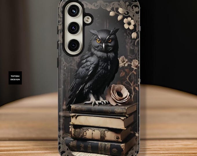 Gothic floral owl book Samsung Galaxy phone cases | dark academia  glossy matte | S24 S23 S22 S21 S20 Plus Ultra | book owl lover gift