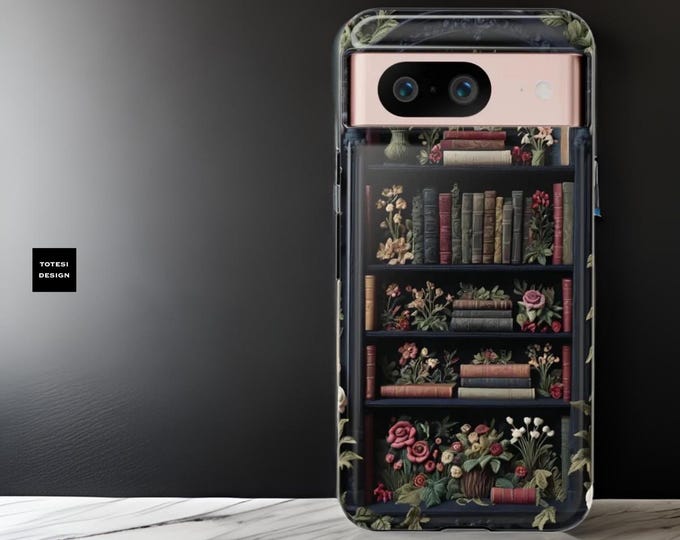 Phone Cases, Gothic Books Google Pixel Phone Cases 9 8 7 6 5 Pro, Bookshelf, cute, gift for book lover daughter reader
