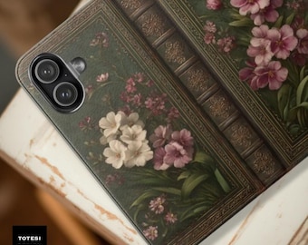 Floral Faux Leather Phone Wallet Case: Elegant bookish Accessory