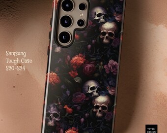 Gothic Floral Skulls Samsung Galaxy Tough Case: S24 S23 S22 S21