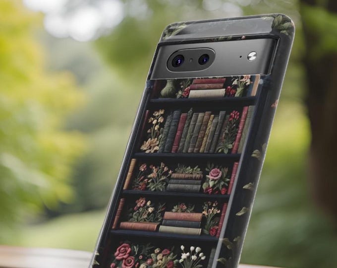 Dark academia phone case Google Pixel 8 8 6 5, Gothic Books Bookshelf, Samsung iPhone cases, gift for book lover