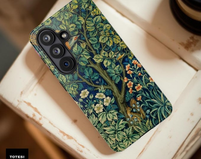 William Morris Art Phone Case: Green Botanical Tough Case S26U S24 S25 iPhone 17 16