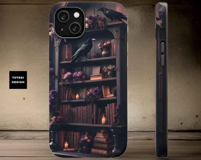 Goth Ravens Book Case Fall Magnetic Compatible Dark Academia aesthetic iPhone tough case  - 13 14 15 16 Pro Max Plus Mini