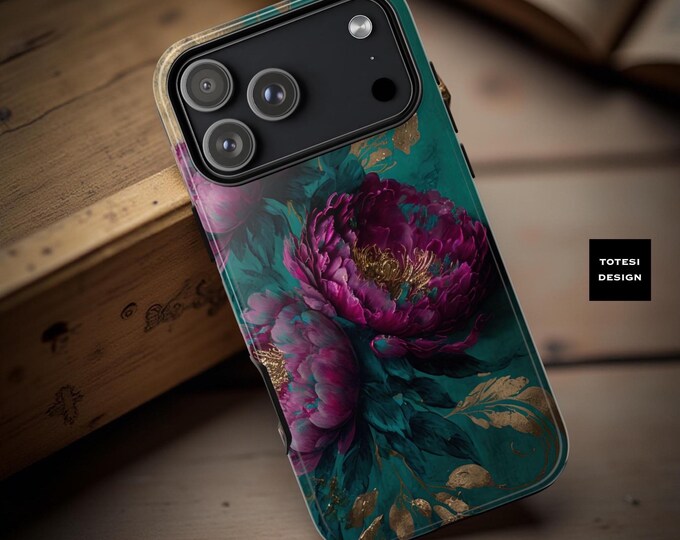 Elegant Dark Green Purple floral art Samsung Galaxy S25 S24 S22 S21 Plus Ultra  iPhone tough cases | Google |Glossy Matte
