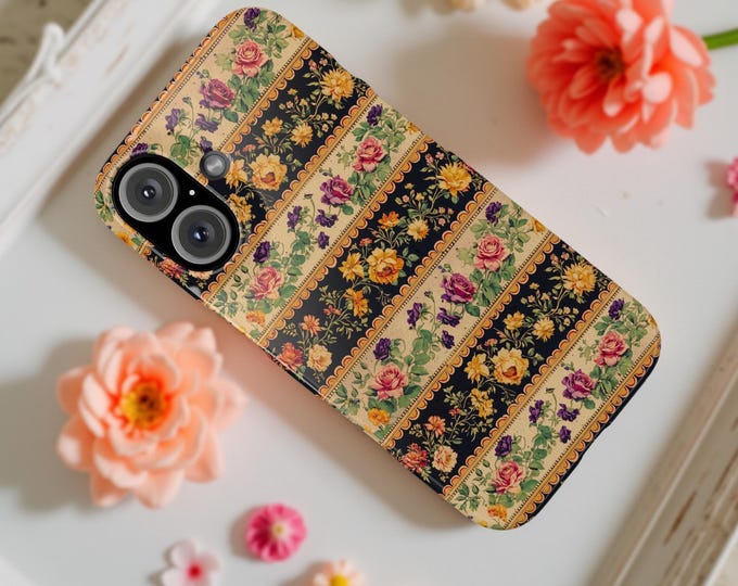 Boho Vintage Floral Slim Phone Cases, Feminine Shabby Chic Cute Women Phone Cases