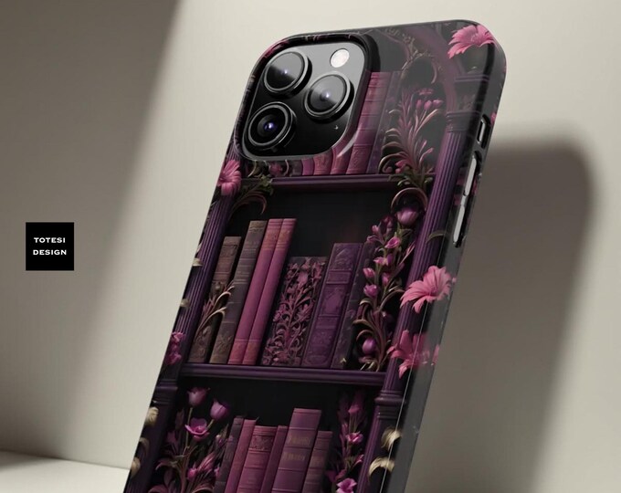 Bookish Slim Reader iPhone Library Floral Phone Case, Cute Books Case, Literary Phone Cover, Bibliophile Gift, Book Lover Accessory