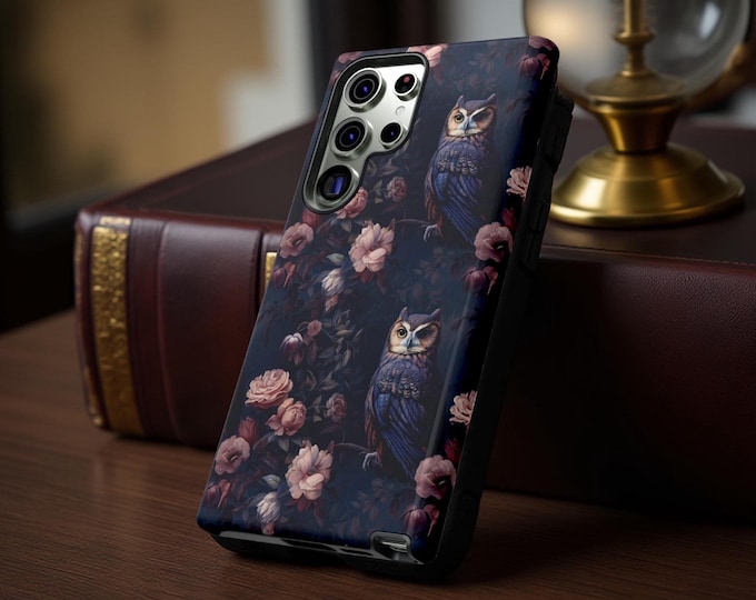 Goth Dark Floral Owl aesthetic  | Samsung Galaxy S25 S24 S23 S22 S21 Plus ultra | Google Pixel 9 8 7 6 6, iPhone 16-11, Glossy or Matte