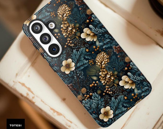 Dark Floral Phone Case: Botanical Foliage Tough Case