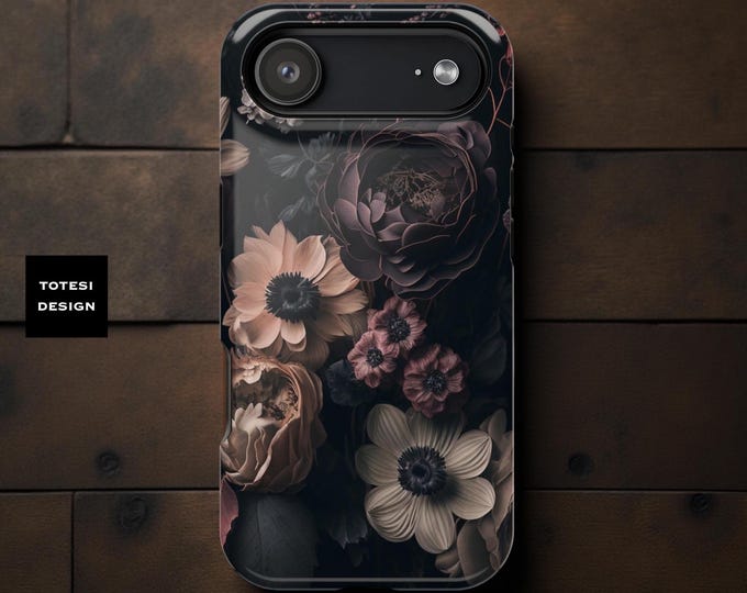 Dark Floral Academia MagSafe iPhone Case: Gothic Tough Cover