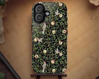 Botanical Bird Tough Phone Case: Green Nature Design