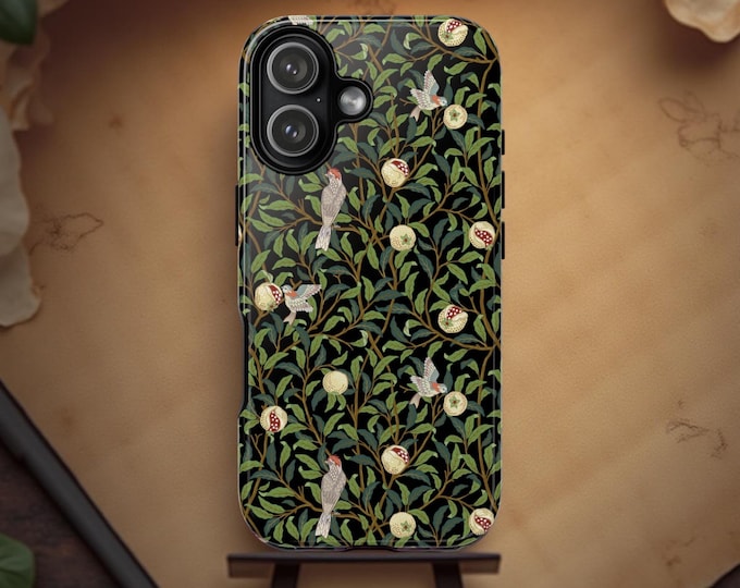 Botanical Bird Tough Phone Case: Green Nature Design