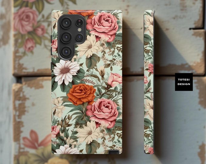 Spring Mint Pastel floral Samsung Galaxy iPhone Tough Case S25 S24 S23 S22 16 15 14 13 12 11  Plus Ultra |Glossy or Matte | Birthday Gifts