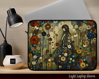 Dark Floral Laptop Sleeve, Stylish Tech Case, Elegant Computer Bag, Feminine Tablet Cover, Trendy MacBook Pro Pouch