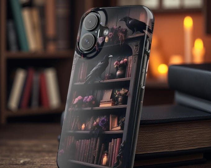 Slim Cases - Gothic Ravens Dark Academia Bookshelf Books Witchy, iPhone Case, Samsung Galaxy Case, Phone Cover, Protective Shell, Unique