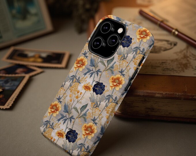 MagSafe iPhone Tough  Case, Japanese vintage Floral Birthday Gift Her,  Whimsical Protective Cover, magnetic 13 14 15 16 Pro Max