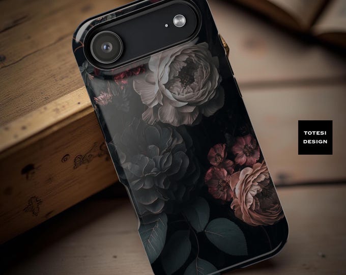 Dark Moody Floral iPhone Case: Magnetic Protective Tough Case