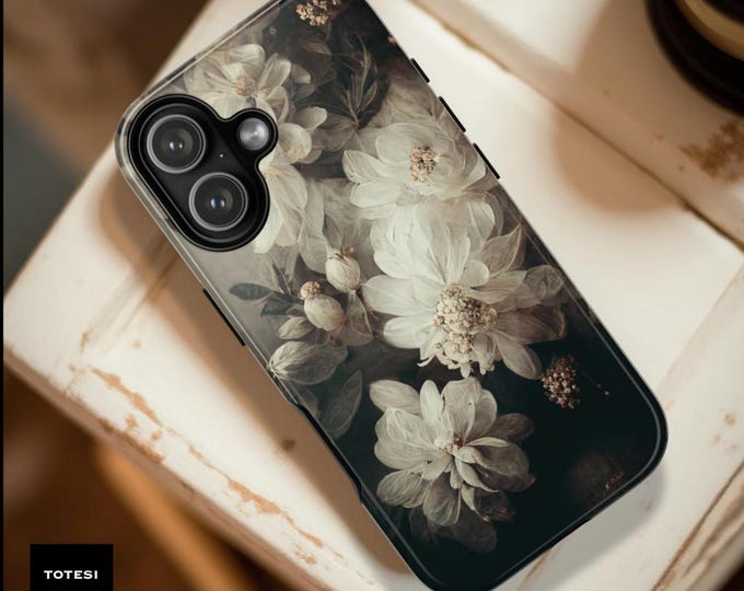 Gothic Moody Flower Phone Case: Dual Layer Protective Case