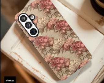 Vintage Floral Peony Tough Phone Case | Protective Dual-Layer Cover