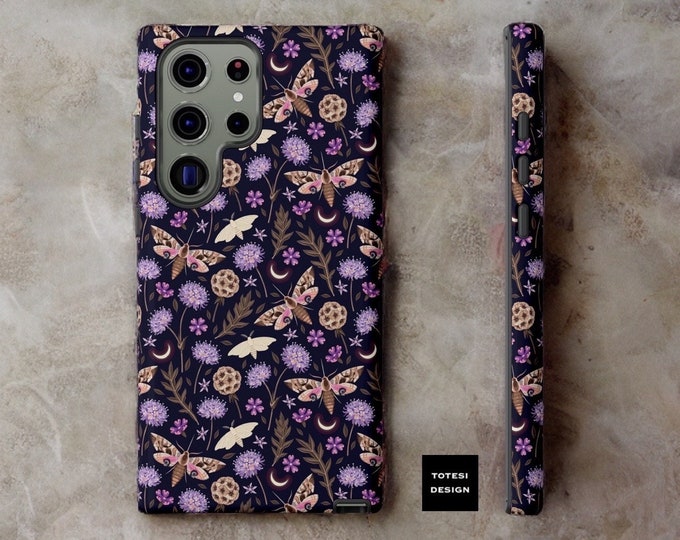 Purple dark moth Samsung S21,22, 23, Plus, Ultra tough cases ||enchanted forest cottagecore aesthetic  Cases | Matte or Glossy