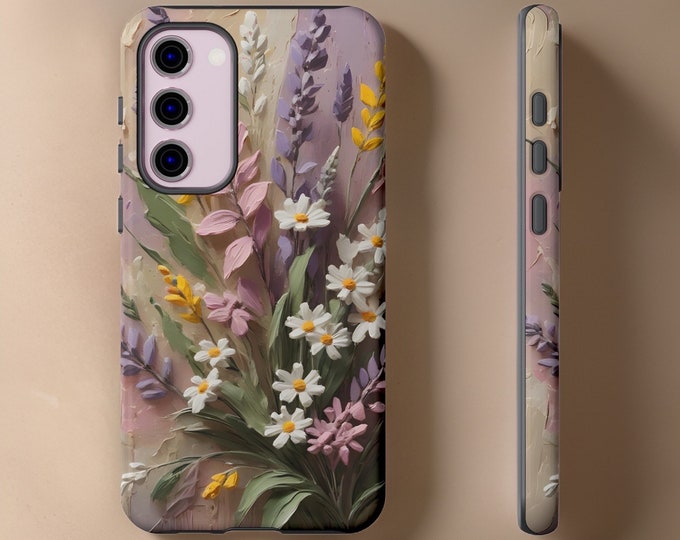 Spring pastel pink mauve floral art Samsung tough phone case| S24 S23 S22 S21 S20 Plus Ultra | Google iPhone  |Glossy or Matte