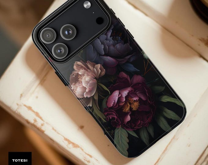 Gothic Floral Tough Phone Case: Dark Academia Dual Layer Protection (iPhone/Samsung)