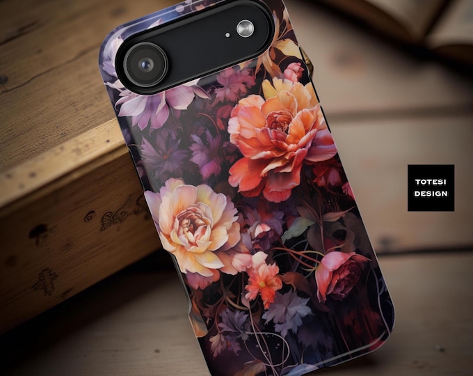 Dark Floral iPhone MagSafe Case: Sturdy Protective Design