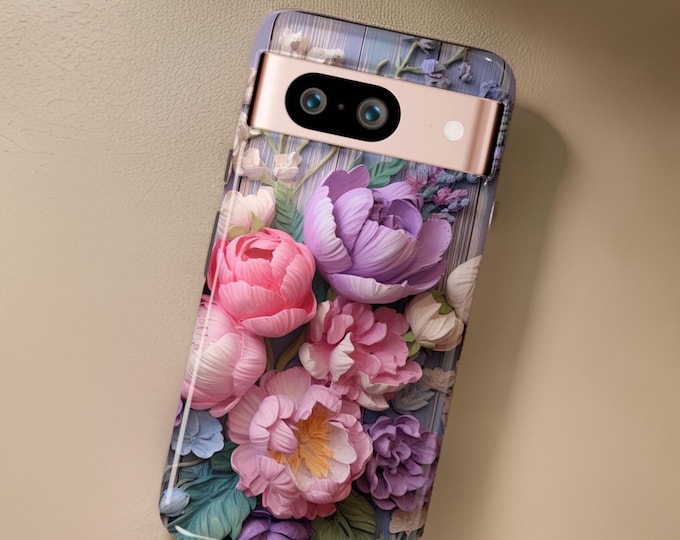 Chic floral Google Pixel phone case  mauve pink 9 8 7 6 5 Pro 5G |Glossy or Matte