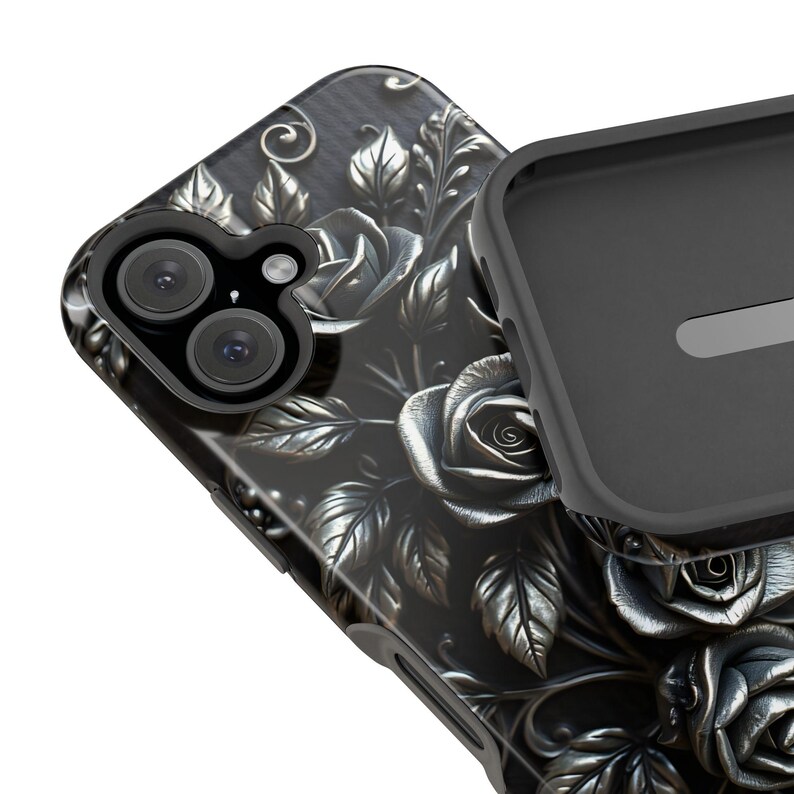 Gothic Black Roses Phone Case | Magnetic Impact-Resistant Case image 16