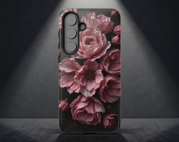 Tough Cases - Chic Moody Pink Floral iPhone & Samsung Galaxy Case - iPhone 16 15 14 13 12 11 Pro Max Plus Samsung Galaxy Tough Case S24 S23
