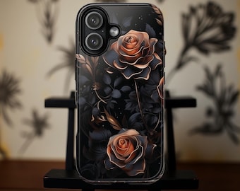 Goth Floral Tough Phone Case: Black Moody Roses