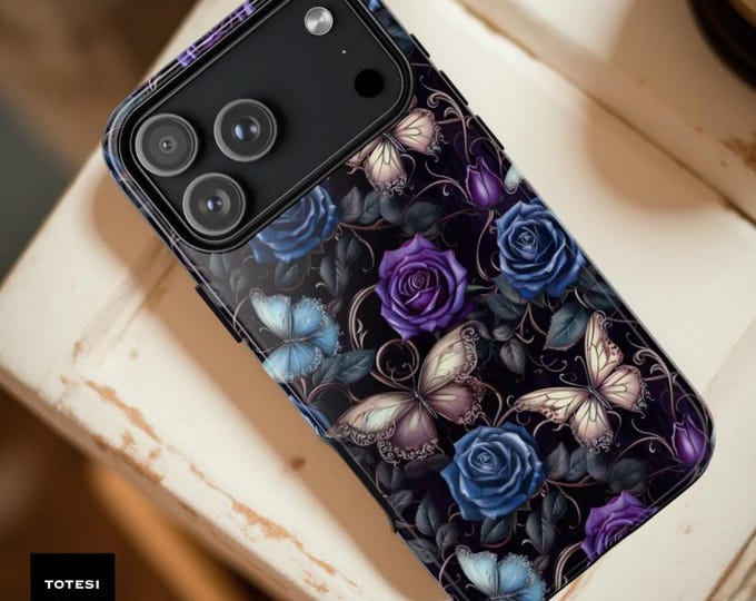 Dark academia floral moths magical  tough phone case Samsung Galaxy, iPhone Google cases