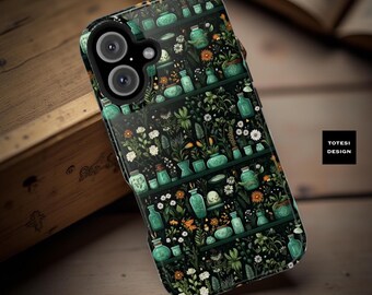 Floral Magnetic Phone Case: Botanical Plant Design, MagSafe Compatible