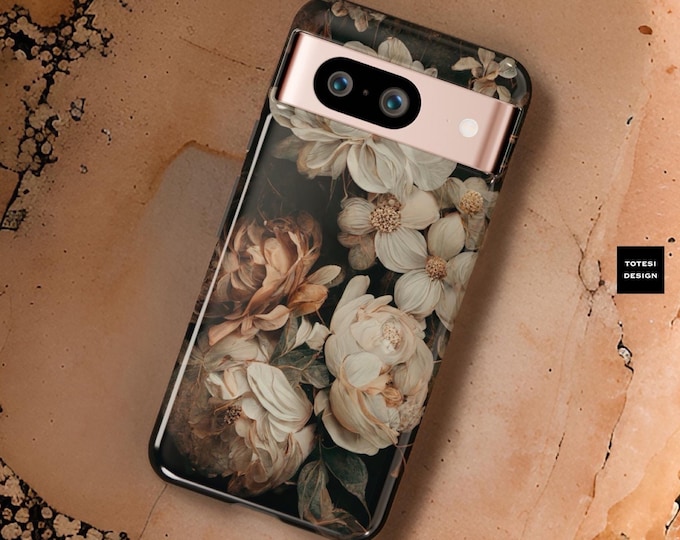 Dark Moody Floral Academia Google Pixel Tough Phone Case 9 8 7 6 5 Pro XL| Glossy or Matte