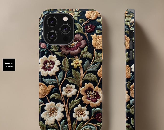Vintage Floral Aesthetic iPhone Case, MagSafe Magnetic Tough Case - Nature Botanical Victorian Style for 16 15 14 13 Pro Max Plus, Botanical