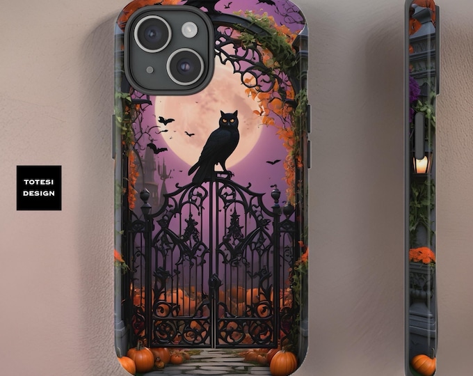 Cute Goth whimsical pink purple Fall garden moon owl pink iPhone sturdy dual layer case - iPhone 15 14 13 12 11 Pro Max Plus Glossy Matte