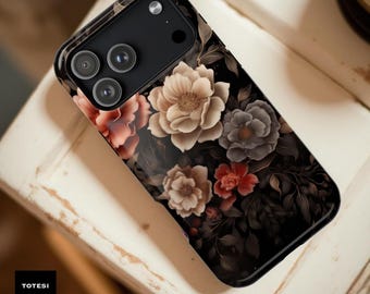 Dark Floral Tough iPhone Case – Gothic Romantic MagSafe Protection