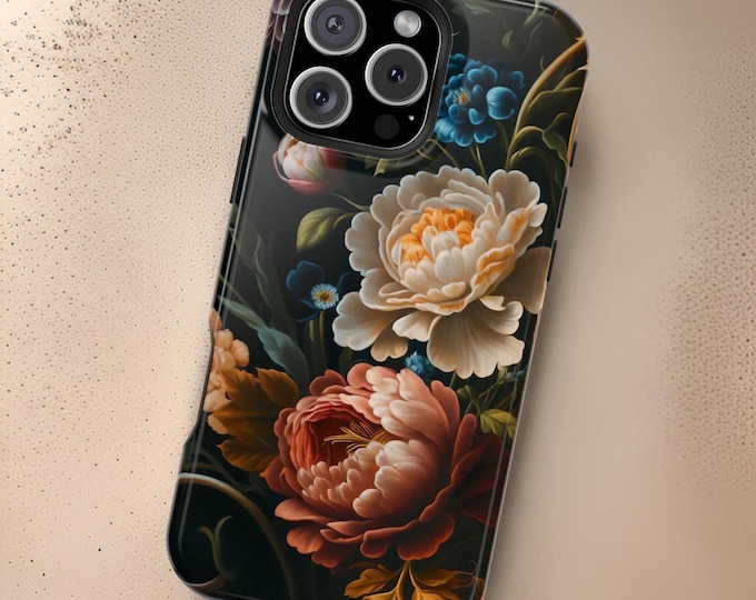 Magsafe conpatible Dark Floral Academia  iPhone case - MagSafe compatible case  - 13 14 15 16Pro Max Plus Pro Mini