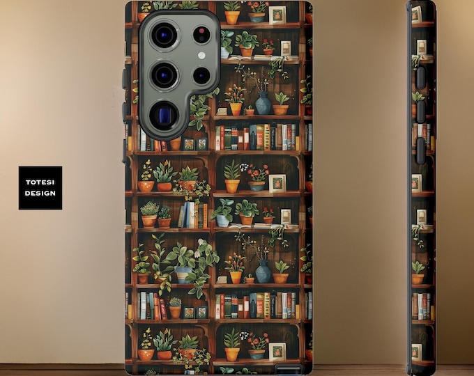 Cute bookshelf plants bookish botanic Samsung Galaxy Tough Phone Case 24 23 22 21 20 Plus Glossy or Matte