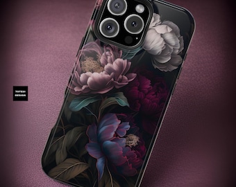 Gothic Floral iPhone MagSafe  Tough Case, Dark Academia Gift, iPhone 16 15 14 13 Pro Max Plus, Goth Phone Case, Floral Phone Cover,dark
