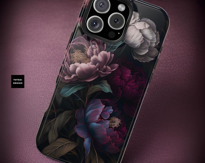Gothic Floral iPhone MagSafe  Tough Case, Dark Academia Gift, iPhone 16 15 14 13 Pro Max Plus, Goth Phone Case, Floral Phone Cover,dark