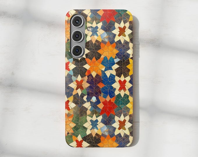 Vibrant Mosaic Floral Snap Cases, Samsung and iPhone slim covers Colorful Phone Case, Boho Chic Accessory, Gift for Her, Trendy Tech
