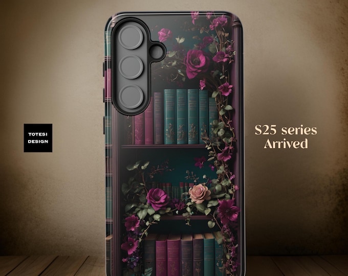 Dark Academia Literary Books Bookcase Aesthetic | Samsung Galaxy Tough Case S25 S24 S23 S22 Plus Ultra Gothic | Glossy or Matte