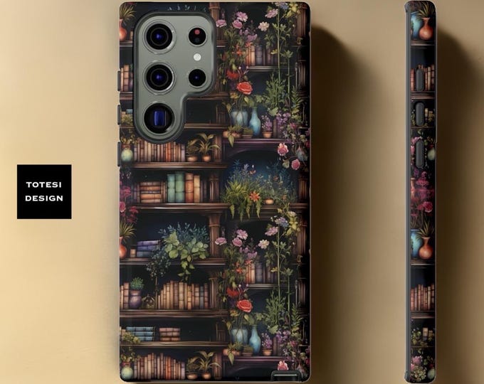 Book Case Shelves Garden Winter Whimsical Dark Academia, Samsung Galaxy Tough Case S24 S23 S22 S21 Plus Ultra| Glossy or Matte