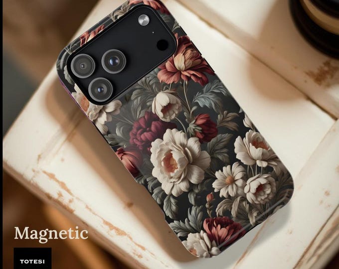 Vintage Floral iPhone Case: MagSafe Compatible, Tough Phone Cover