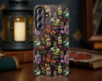 Cute Gothic Skulls Floral Apothecary phone cases iPhone Samsung Galaxy S25 S24 S23 S22 Plus 16 15 14 13 12 11 Pro Max Plus  tough cases