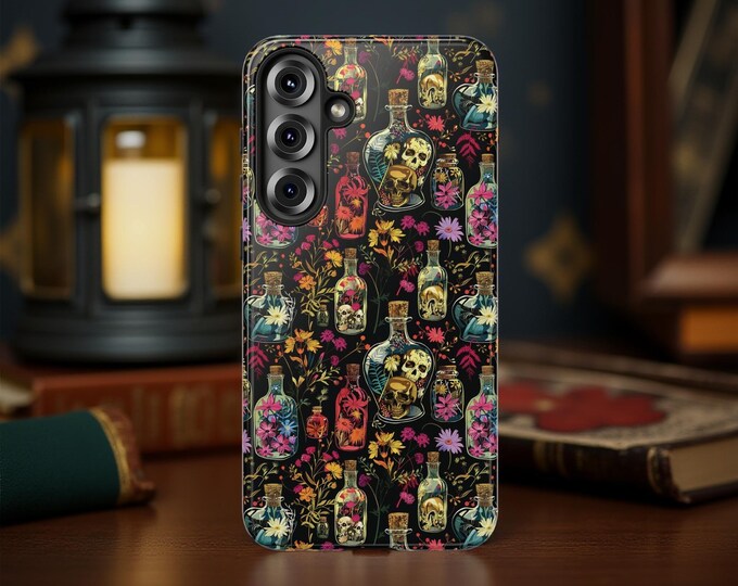 Cute Gothic Skulls Floral Apothecary phone cases iPhone Samsung Galaxy S25 S24 S23 S22 Plus 16 15 14 13 12 11 Pro Max Plus  tough cases