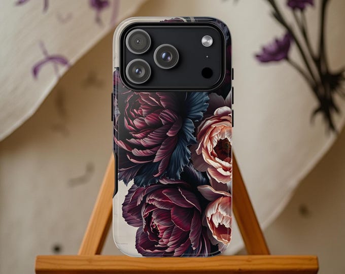 Dark Floral iPhone Case: Dual Layer Protective Phone Cover