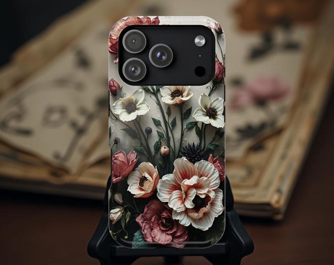 Chic Floral Art iPhone Case: Magnetic Tough Dual Layer