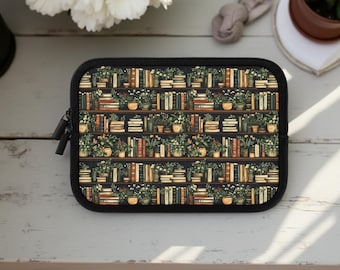 Pot plants books MacBook iPad kindle Sleeve, Cute Computer Case for Students, Gift for Readers, Teacher Supplies, Bookish Reader Gifts